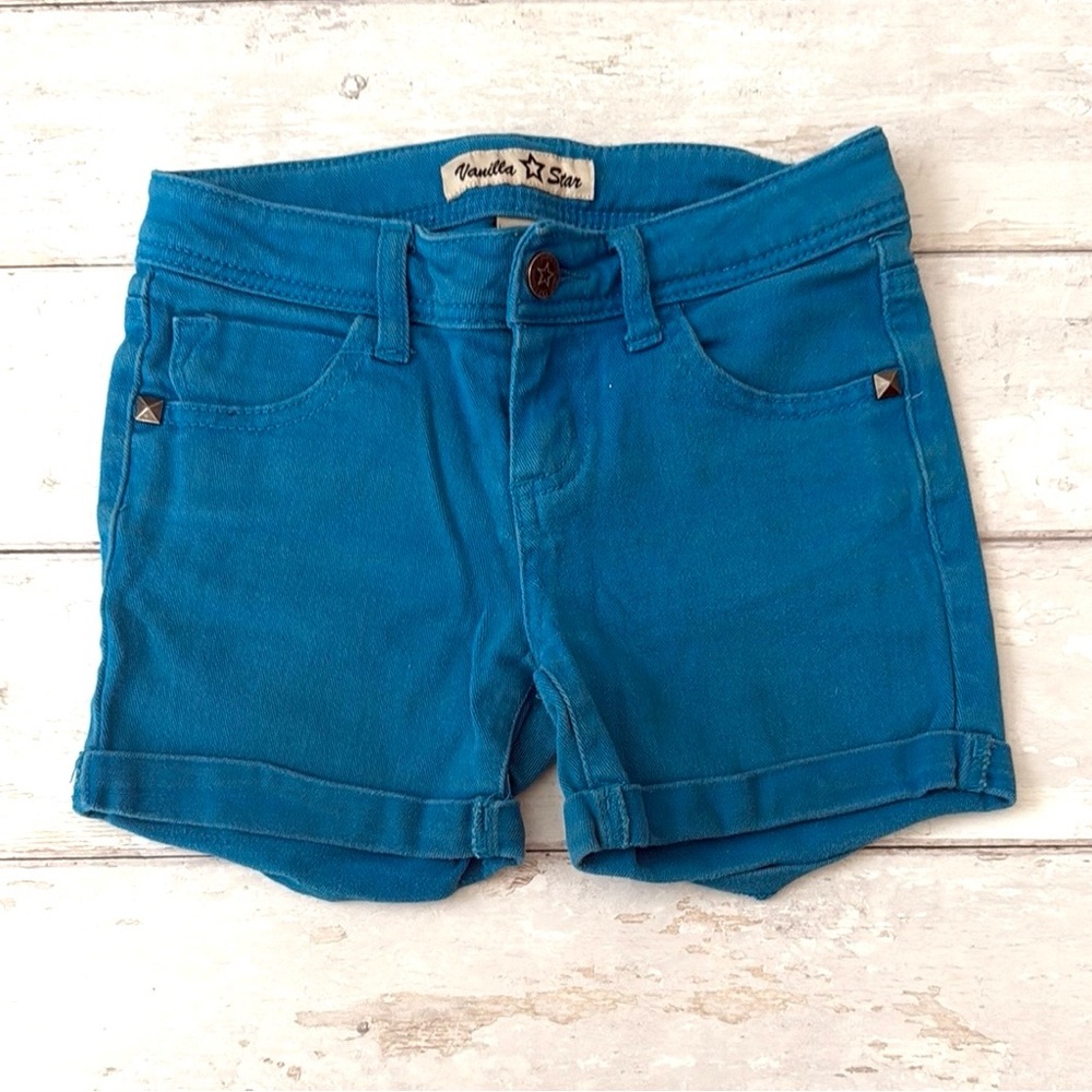 Girls Size 8 Blue Denim Jean Shorts Vanilla Star Kids Summer Clothes Adj Waist